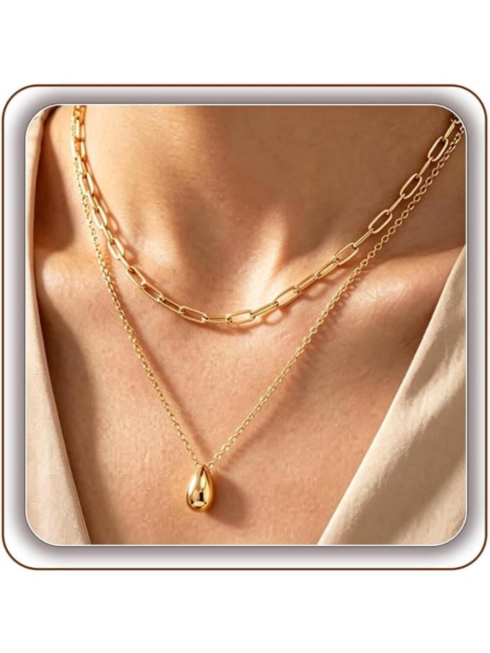 14K Gold Plated Layered Necklaces for Women, Dainty Gold Chain Necklace Set